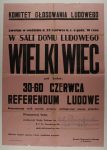 Plakat zawiadamiający o wiecu z okazji referendum z 1946 r.